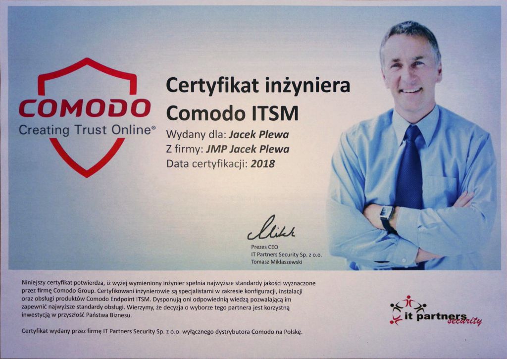 Certyfikat Comodo ITSM